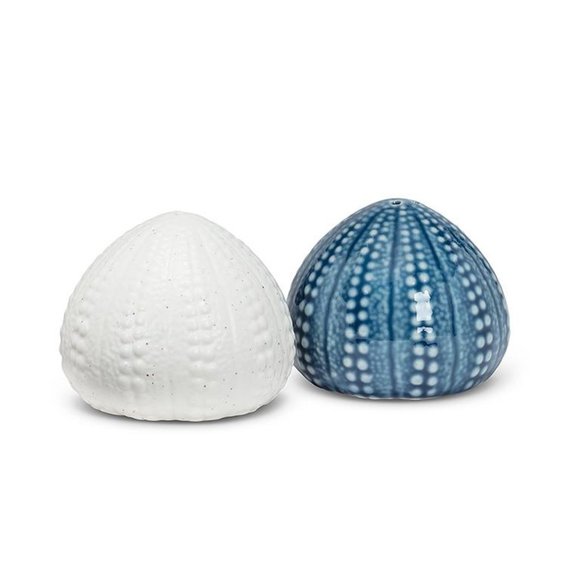 Coastal Ball Urchin Nautical Porcelain Salt & Pepper Shakers - Picture 1 of 5